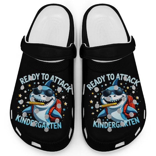 back-to-school-Shark With Backpack Kindergarten  Clogs
