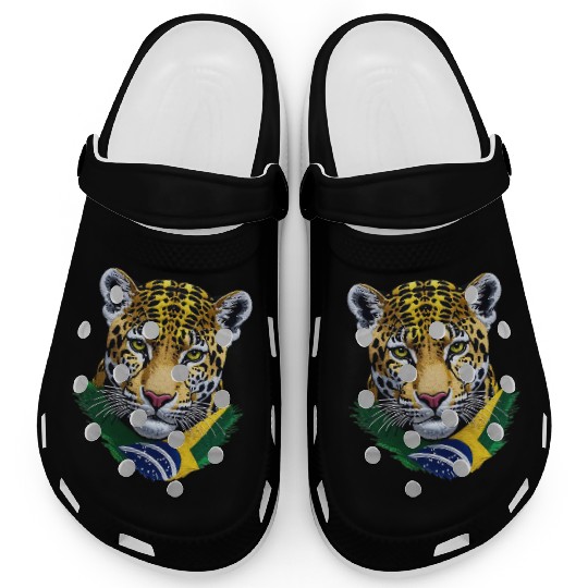 Brazil Jaguar Head Green Yellow Blue National Flag Clogs