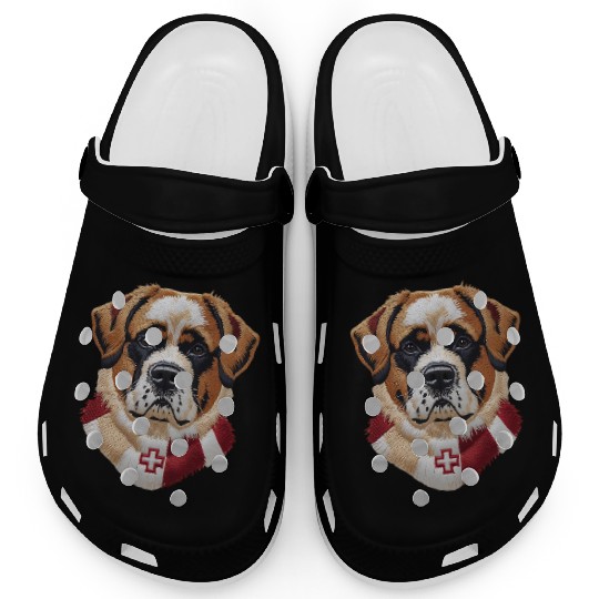 Swiss Saint Bernard Dog Red White Switzerland Flag Clogs