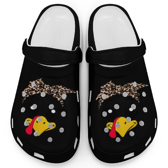 Leopard Print Headscarf Duck Face Clogs