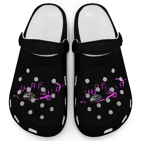 Neon Drift Car Graphic Clogs