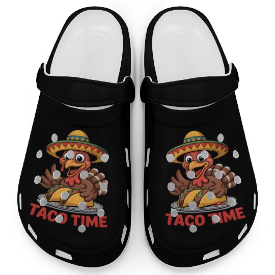Festive Mexican Turkey Taco Design Clogs