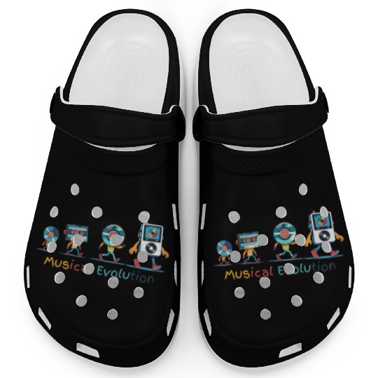 Retro Music Evolution Illustration Clogs
