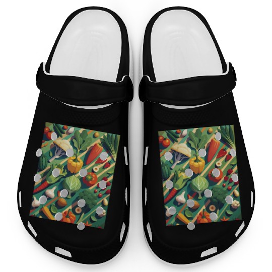 Vibrant Vegetable Garden Illustration Clogs
