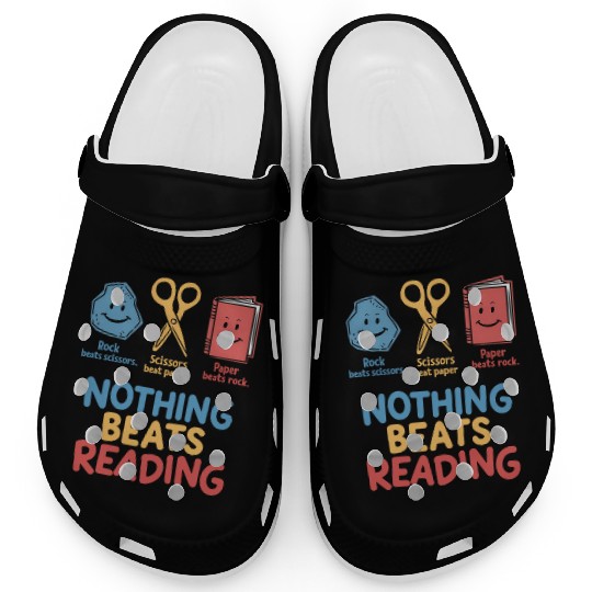 Nothing Beats Reading Funnny Rock Paper Scissors  Clogs