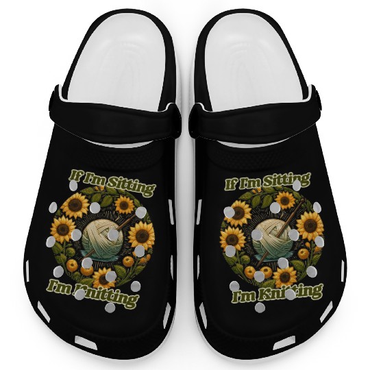 Knitting Enthusiast Sunflower Design Clogs