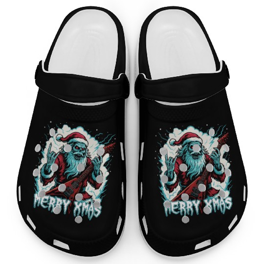 Heavy Metal Santa Guitar Christmas Clogs
