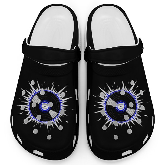 Vinyl Record Starburst Design Clogs