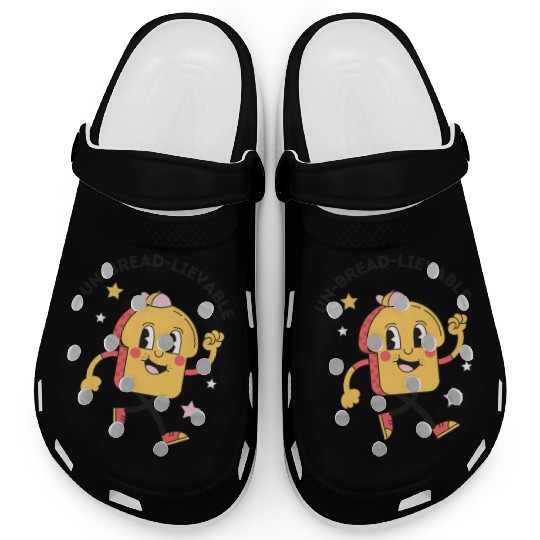Whimsical Bread-Themed Cartoon Character Clogs