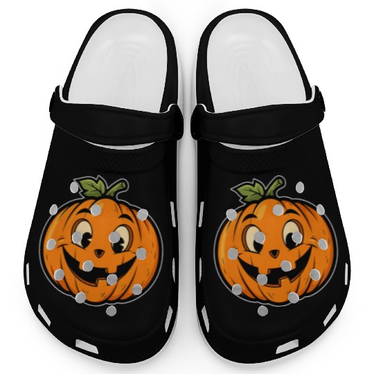 Playful Jack-o'-Lantern Cartoon Design Clogs
