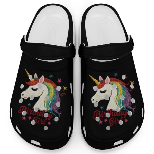 Colorful Unicorn Birthday Girl Clogs