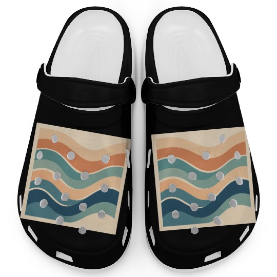 Serene Ocean Wave Abstract Design Clogs