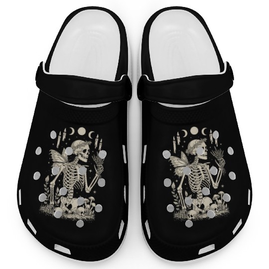 Gothic Skeleton Fairy With Moon Phases Clogs
