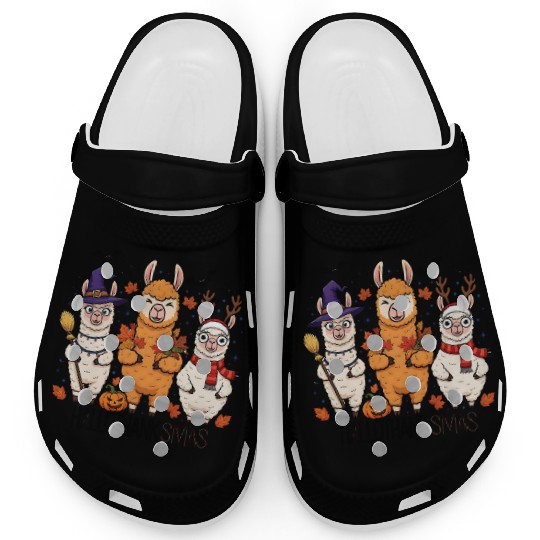 Hallothanksmas Llama Trio Halloween Xmas Clogs Gift