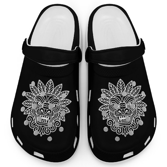 Feathered Serpent God Aztec Line Art Clogs