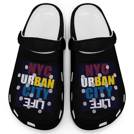 Vibrant NYC Urban City Typography life Clogs