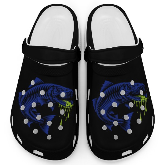 Neon Rage Fish Graphic Clogs