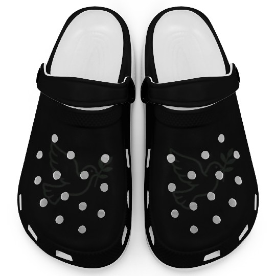 Elegant Doves with Olive Branch Design Clogs