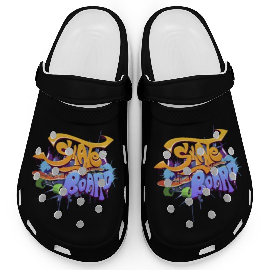 Skateboard Graffiti Art Design Clogs