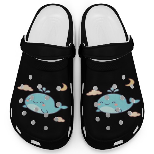 Playful Blue Whale Cartoon Design Clogs
