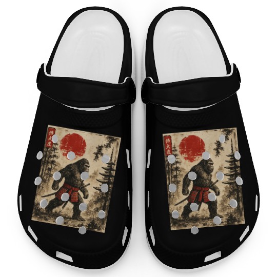 Samurai Bigfoot Japanese Vintage Graphic Ukiyo-e  Clogs
