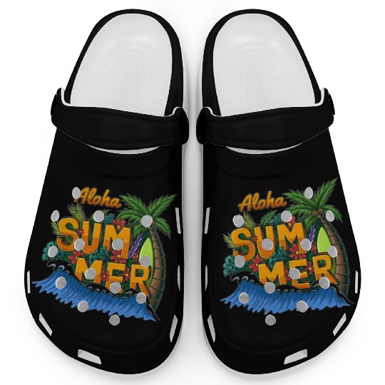 Aloha Summer Tropical Design Clogs
