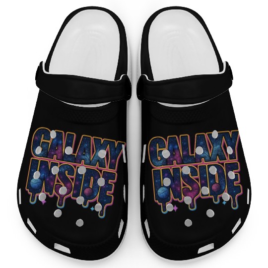 Galaxy Inside Cosmic Typography Clogs