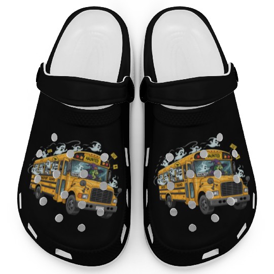 Haunted Ghost Transport School Bus Clogs