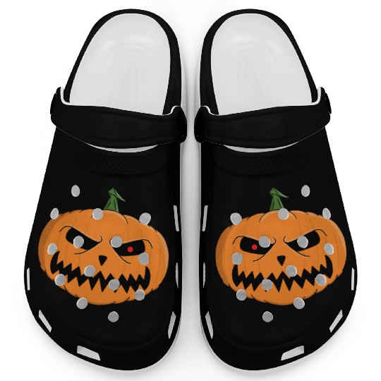 Menacing Jack-O'-Lantern Halloween Design Clogs