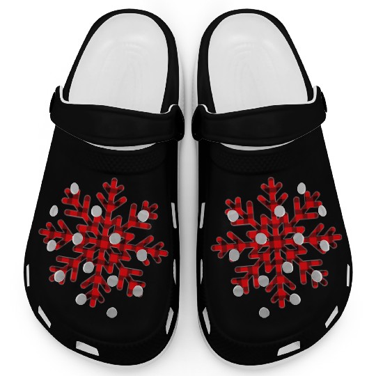 Plaid Snowflake Holiday Pattern Clogs