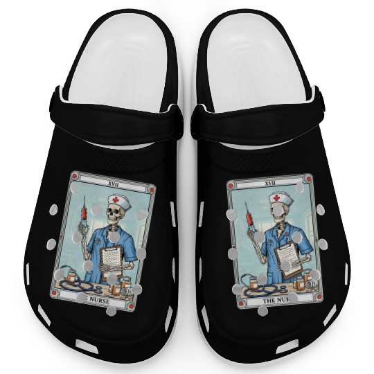 Skeleton Nurse Tarot Card Halloween Clogs