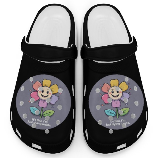 Whimsical Sad Flower with Funny Quote Clogs