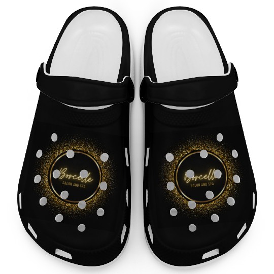 Elegant Gold Sparkle Salon Logo Clogs