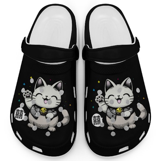 Happy Maneki Neko - double happiness - 招き猫 Clogs