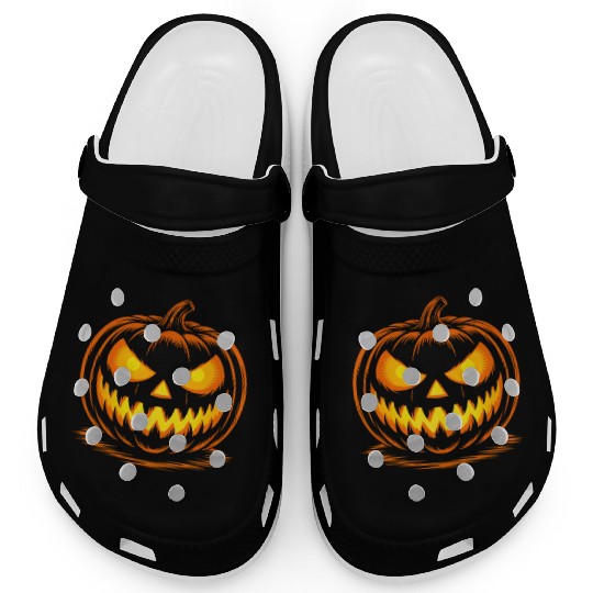 Scary Spooky Jack O Lantern Face Pumpkin Halloween Clogs