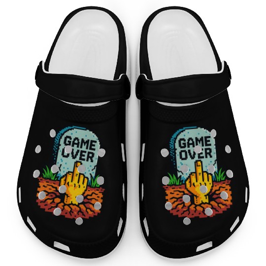 Retro Game Over Pixel Art Funny Gamer Design Clogs