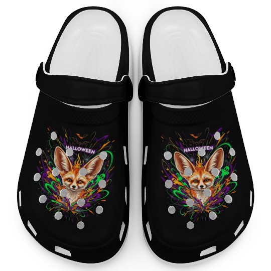 Halloween Fox with Psychedelic Fireworks Clogs