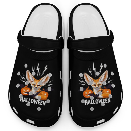 Whimsical Halloween Fox with Bat Wings Clogs