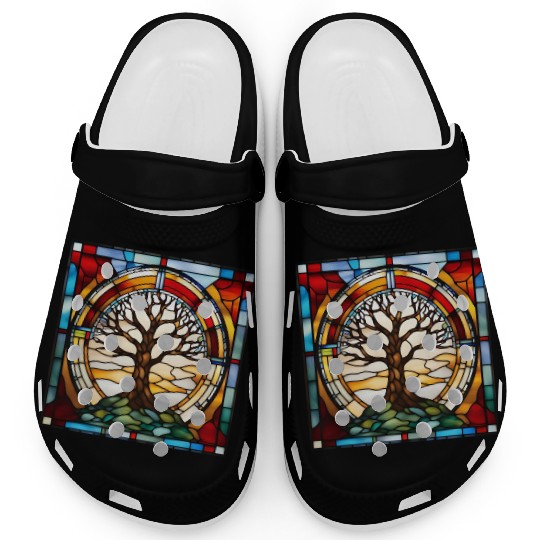 Stained Glass Tree of Life Artwork Clogs
