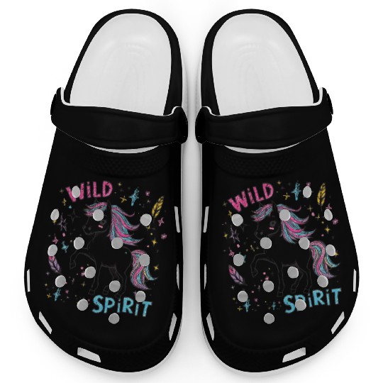 Colorful Wild Unicorn Spirit Design Clogs