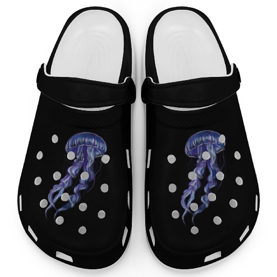 Bioluminescent Purple Jellyfish Illustration Clogs