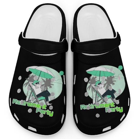 Relaxing Retirement Party Illustration Clogs