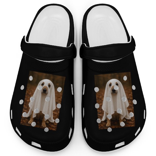 Autumn Forest Ghost Dog Tapestry Clogs