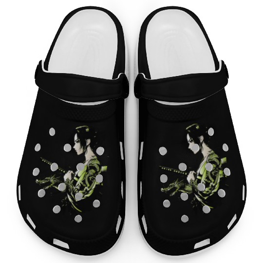 Manga - Neon Samurai with Dragon Ink Design Clogs
