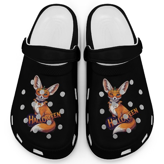 Enchanted Fox with Jack-o-Lantern Mask Clogs
