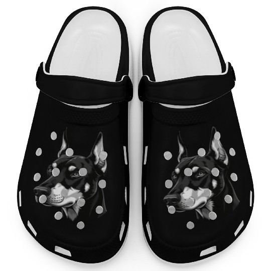 Elegant Black and White Husky Portrait Clogs