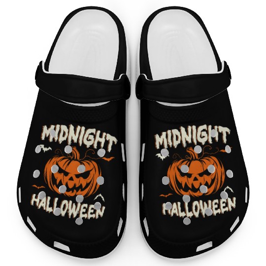 Midnight Halloween Pumpkin Scary Jack-O-Lantern Clogs