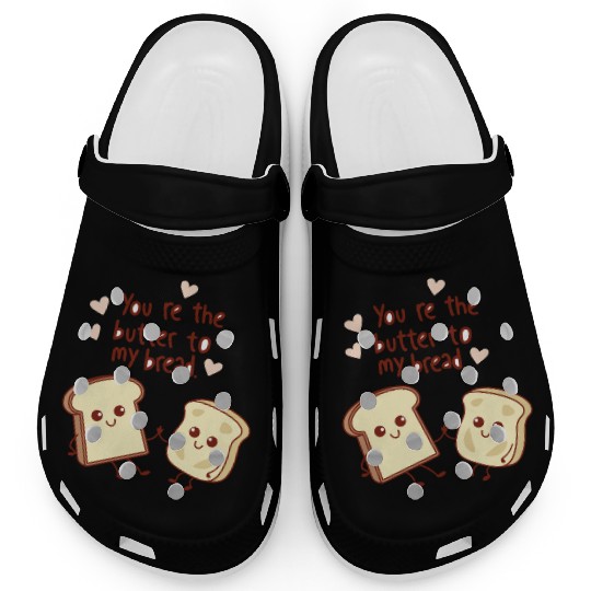 Cute Bread and Butter Kawaii Valentine Design Clogs