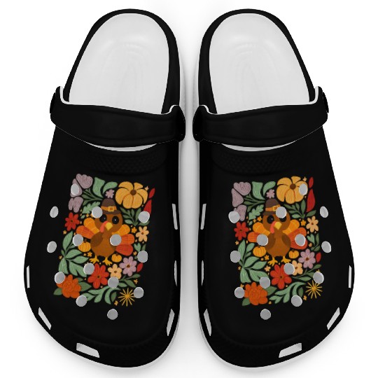 Festive Harvest Thanksgiving Turkey Clogs