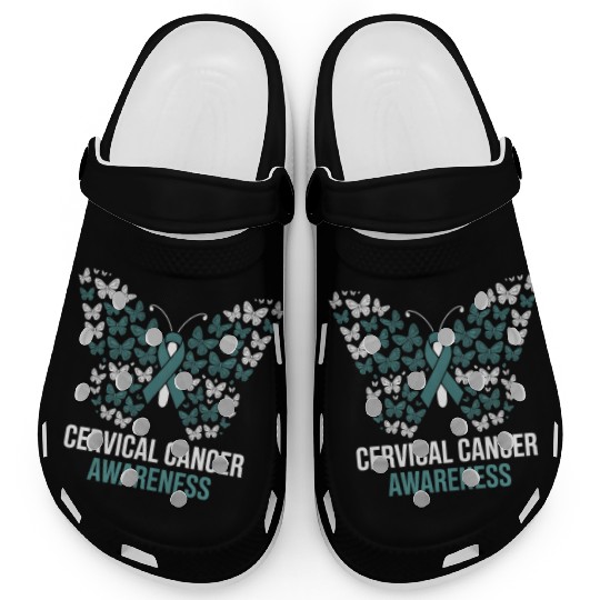 Cervical Cancer Awareness Butterfly Design Clogs